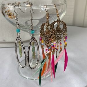 Two pair southwest style dangle earrings